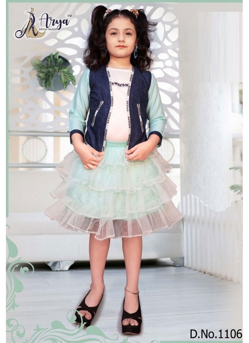 Sky Blue Arya Kriti Party Wear Soft Net frock Collection 1106